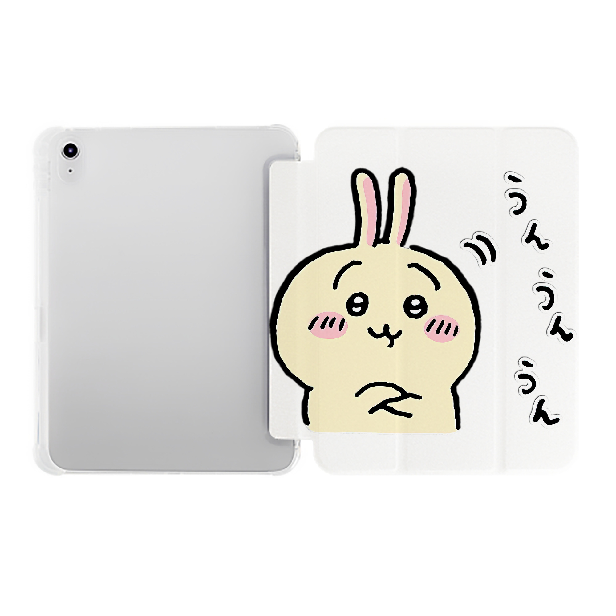 （画像用） ちいかわ うさぎ Chii-kawa usagi IPad ケース ペン収納付き 三つ折りスタンド PUレザー×シリコン 対応機種9.5/10.5/10.9インチ